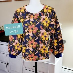Madewell Island Magnolias Jacquard Sweatshirt Size Large